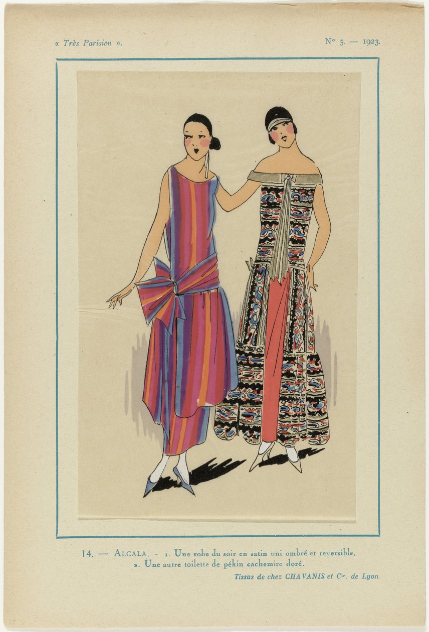 非常にパリジャン、1923年、No 5: 14.- ALCALA. - 1. イブニングドレス... 作： 匿名