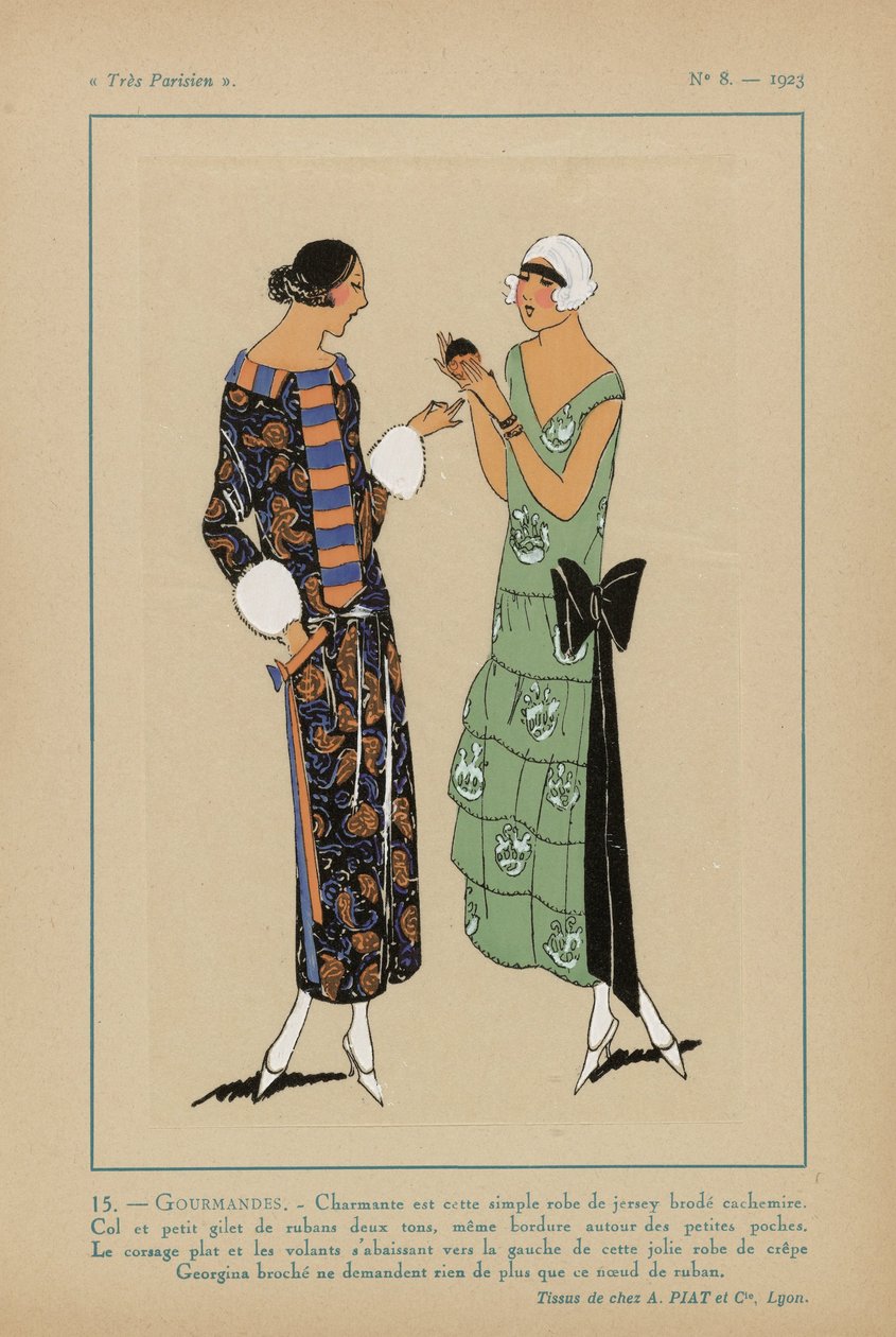非常にパリジャン、1923年、No 8: 15.- GOURMANDISES. - このシンプルなドレスがチャーミング... 作： 匿名