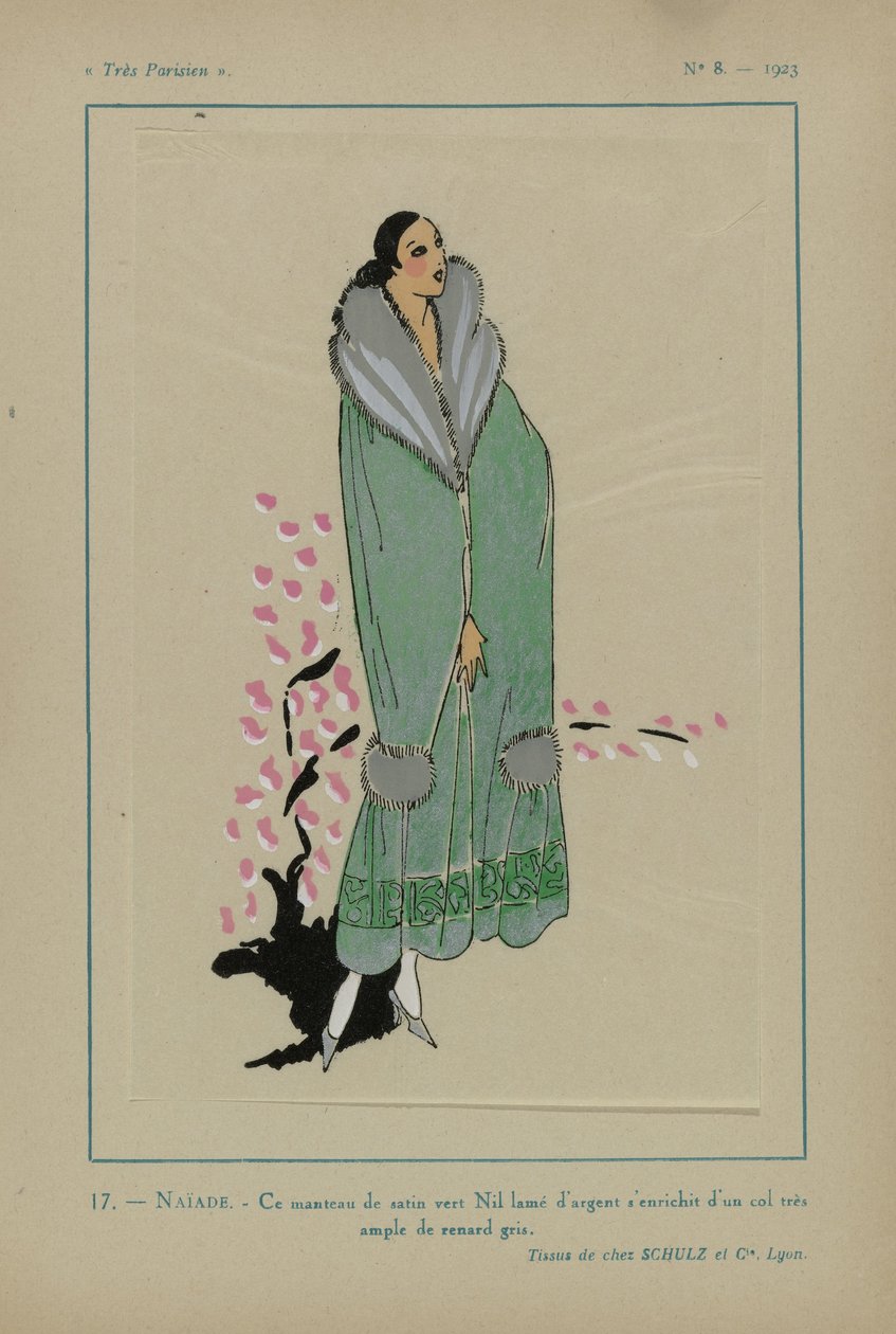 非常にパリジャン、1923年、No 8: 17.- NAÏADE. - このナイルグリーンのサテンコート... 作： 匿名
