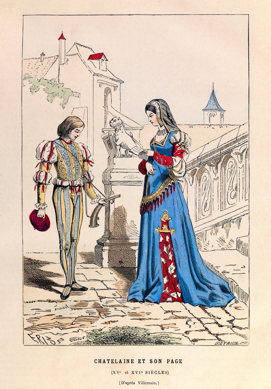 A chatelaine et son page au 15 century - Chatelaine and her page 15th Century - collection privee 作： 匿名匿名