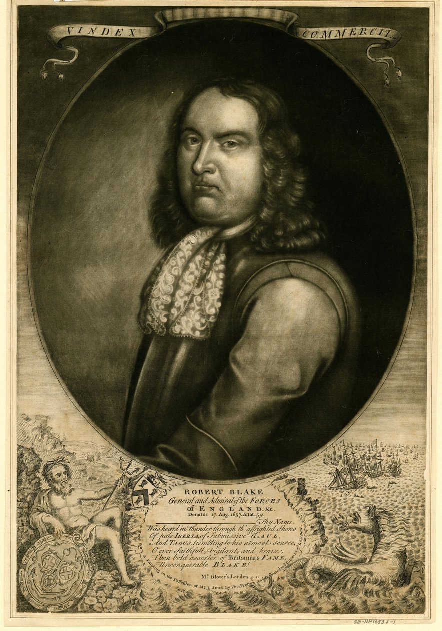 ロバート・ブレイク提督（1599-1657） - 匿名 - 1657 - メゾチント - 37x25,5 - 個人蔵 作： 匿名匿名