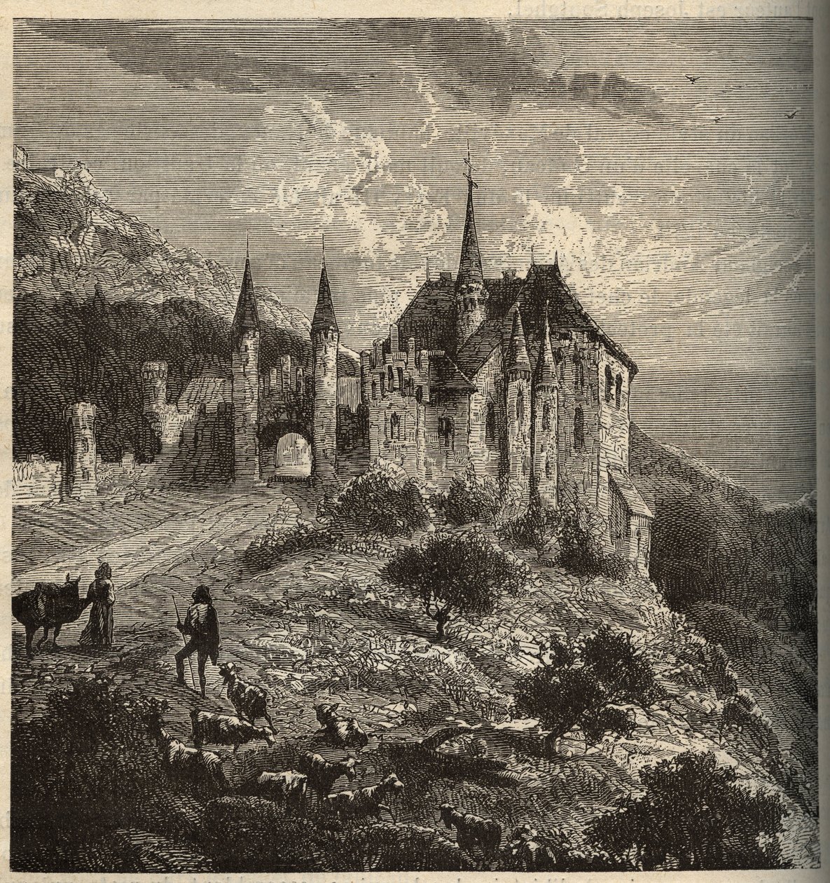 Chateau du Montet - Vandoeuvre-les-Nancy - Lorraine - engraving in "PATRIE" - DESCRIPTION PECTUREQUIREQUE DE LA FRANCE EN 6 VOLUES BY LUCIEN HUARD - 19世紀末 作： 匿名匿名
