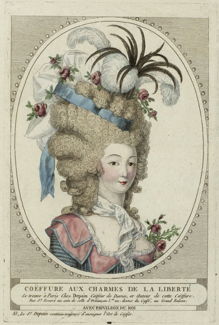 Coiffure Aux Charmes De La Liberte, Anonymous.銅版画、水彩画、1790年頃、個人蔵 作： 匿名匿名