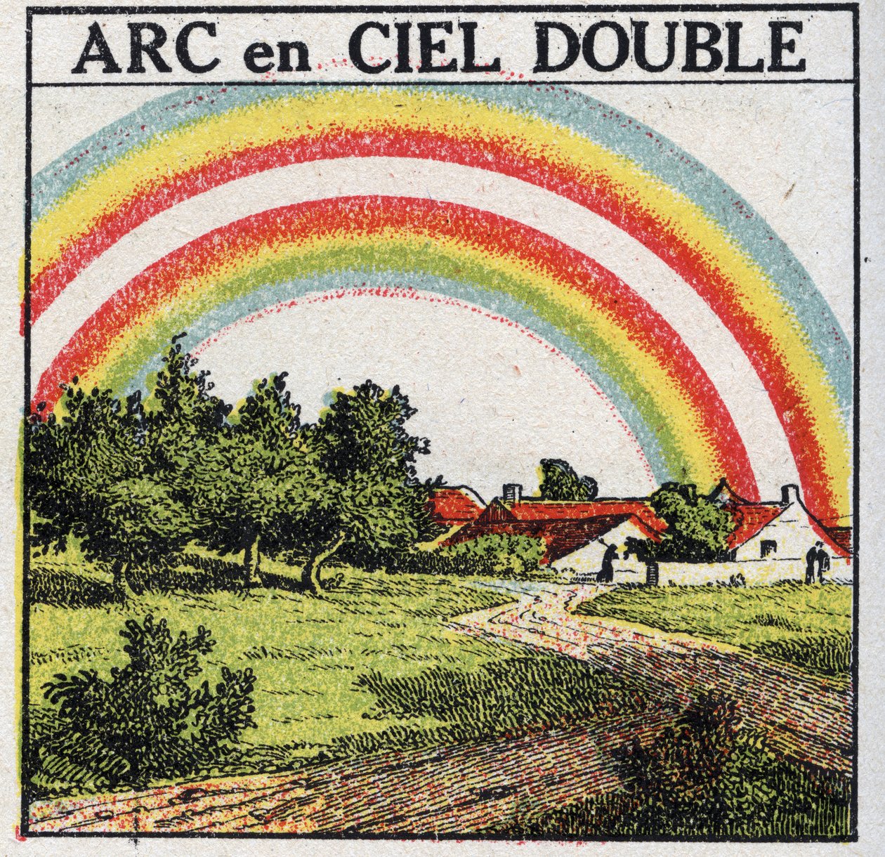 カラー：ダブルレインボー。1925年の匿名のイラスト。個人蔵。 作： 匿名匿名