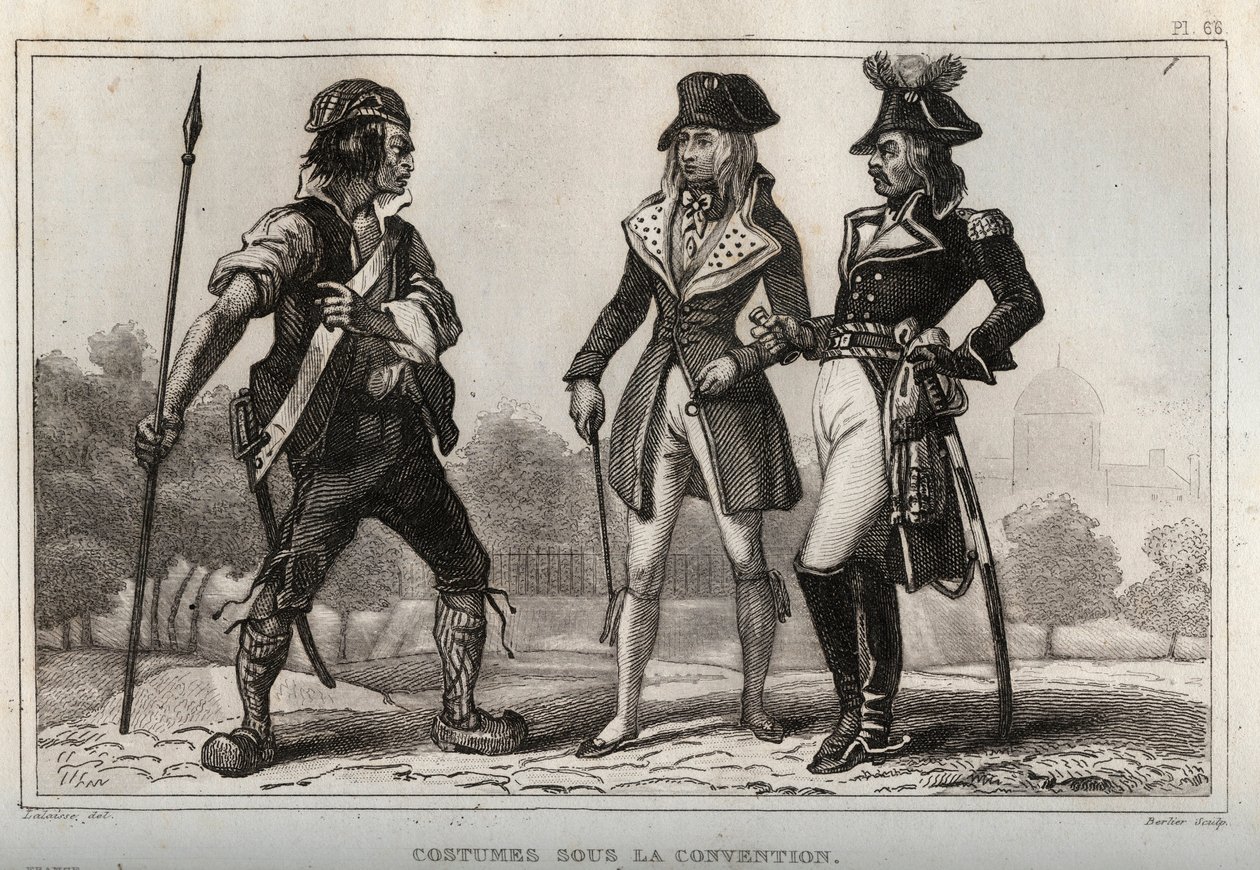 コンベンションの下でのコスチューム。1859年の「Le Monde」に掲載されたエングレーヴィング。M. E. de Lostalot-Bachoue (Lostalot Bachoue)による「最も遠い時代から現代までの全民族の歴史」。個人蔵。 作： 匿名匿名