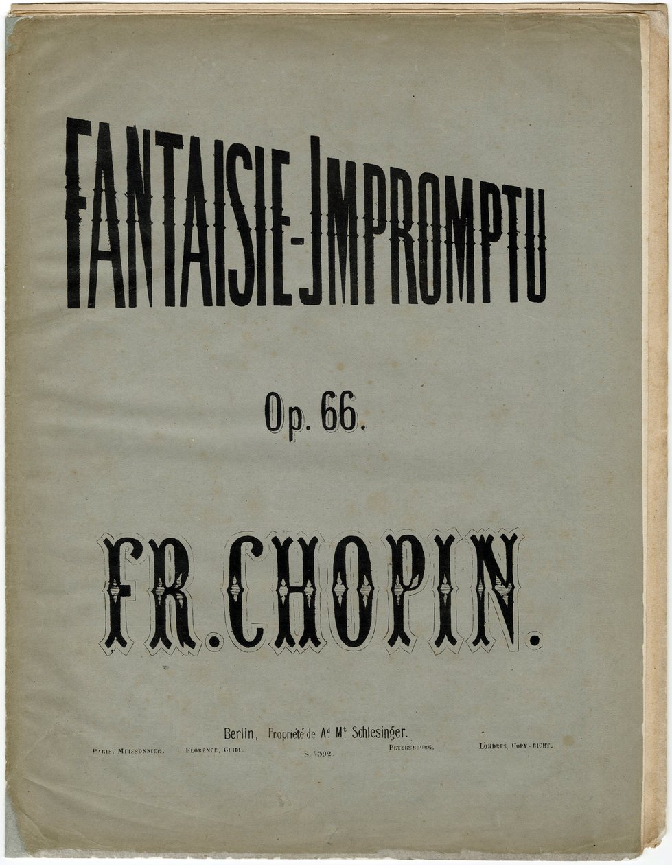 ドイツ版ファンタイズ インプロンプチュ Op.66のカバーページ - Frederic Chopin (1810-1849).リトグラフ、1856年頃個人蔵 作： 匿名匿名