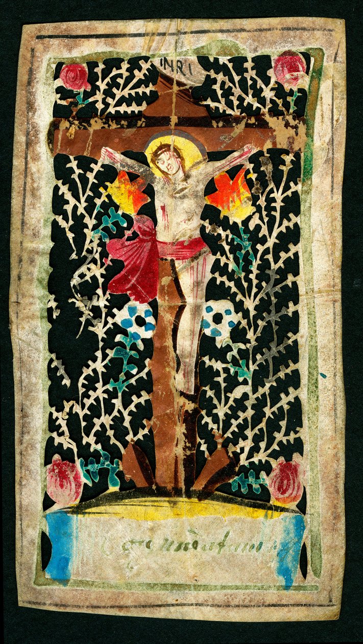Crucifixion Pious image in the channel.INRI（I.N.R.I.）の刻印あり。個人蔵 作： 匿名匿名