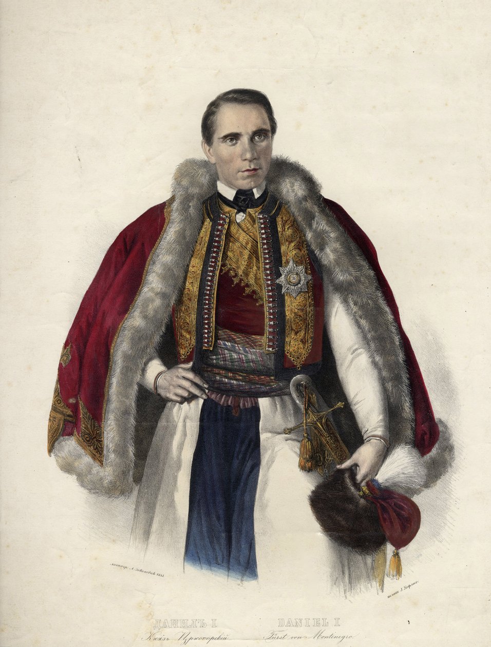 Daniel de Montenegro (1826-1860) (Danilo Aleksander Petrovic Njegos) - Danilo I, Prince of Montenegro - 匿名 - 1853 - リトグラフ、水彩 - 40,7x30,9 - 個人蔵 作： 匿名匿名