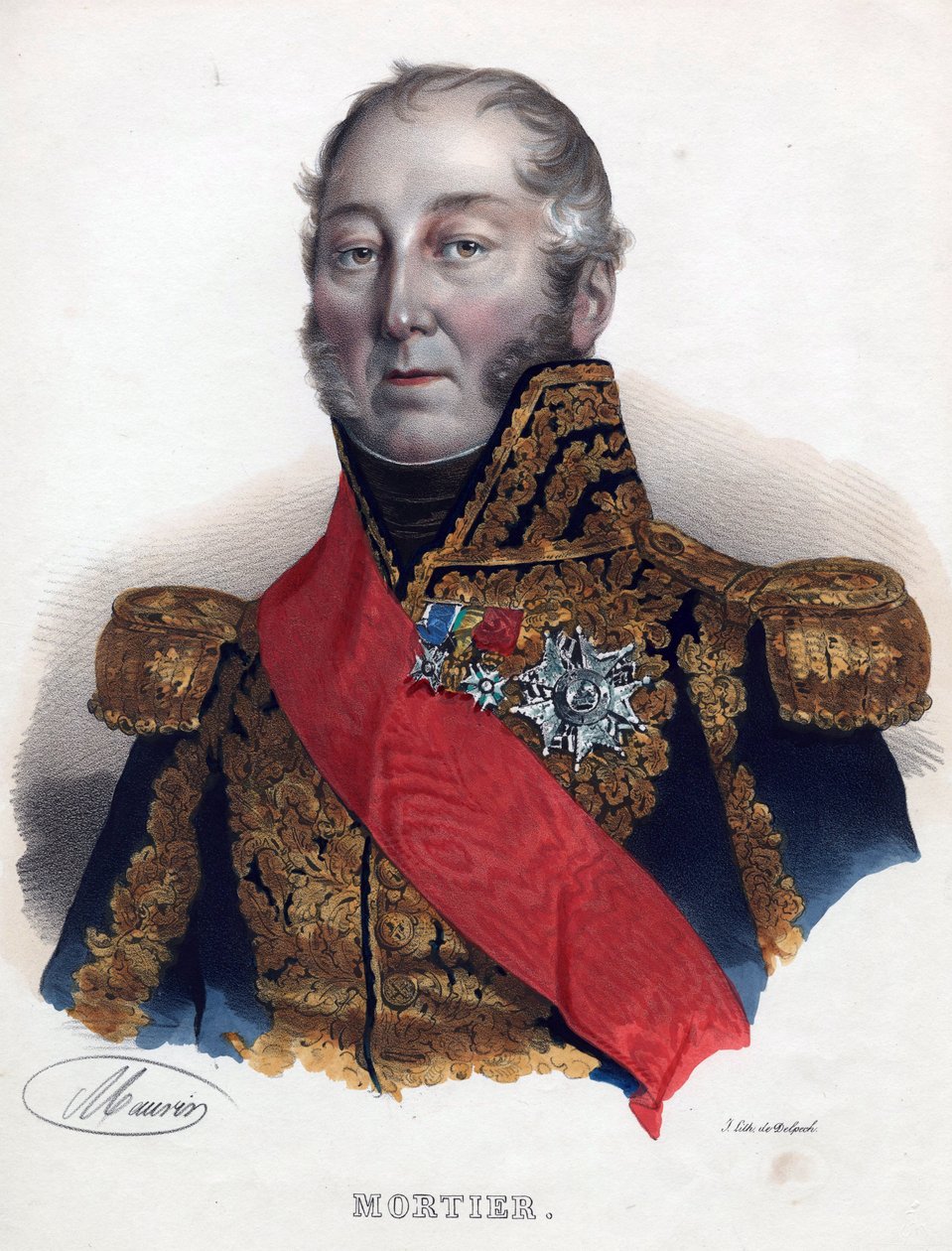 Edouard Adolphe Mortier (1768-1835), Marshal of France - 匿名 - 1835 - リトグラフ、水彩 - 32x24 - 個人蔵 作： 匿名匿名