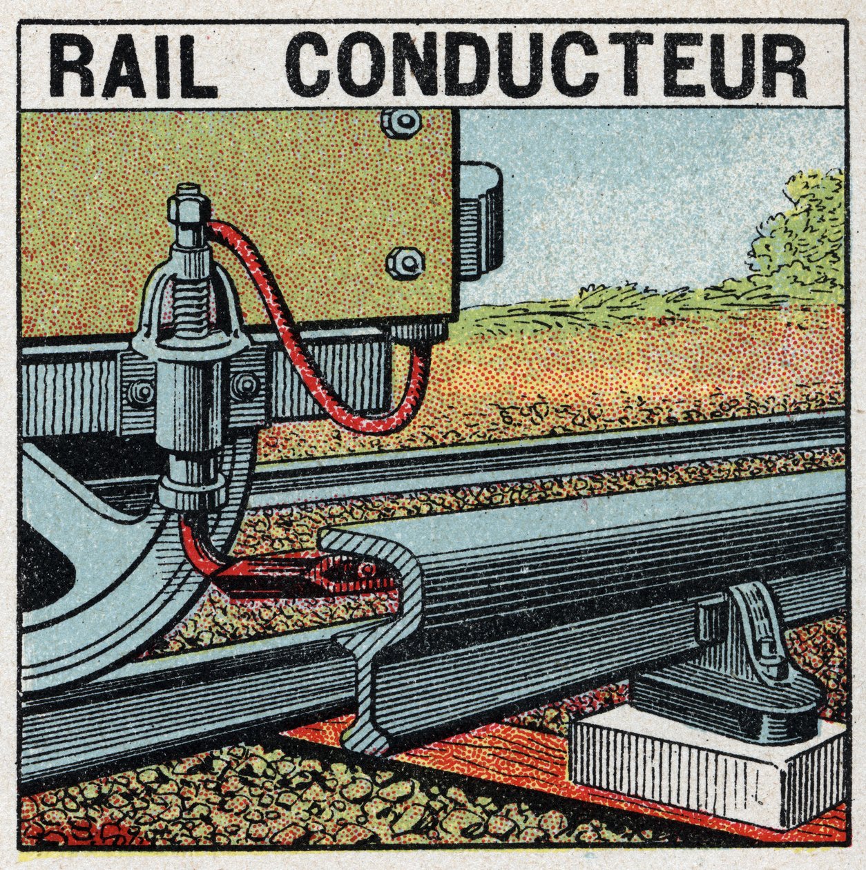 電気鉄道：導電性レール。1925年の匿名のイラスト。個人蔵。 作： 匿名匿名