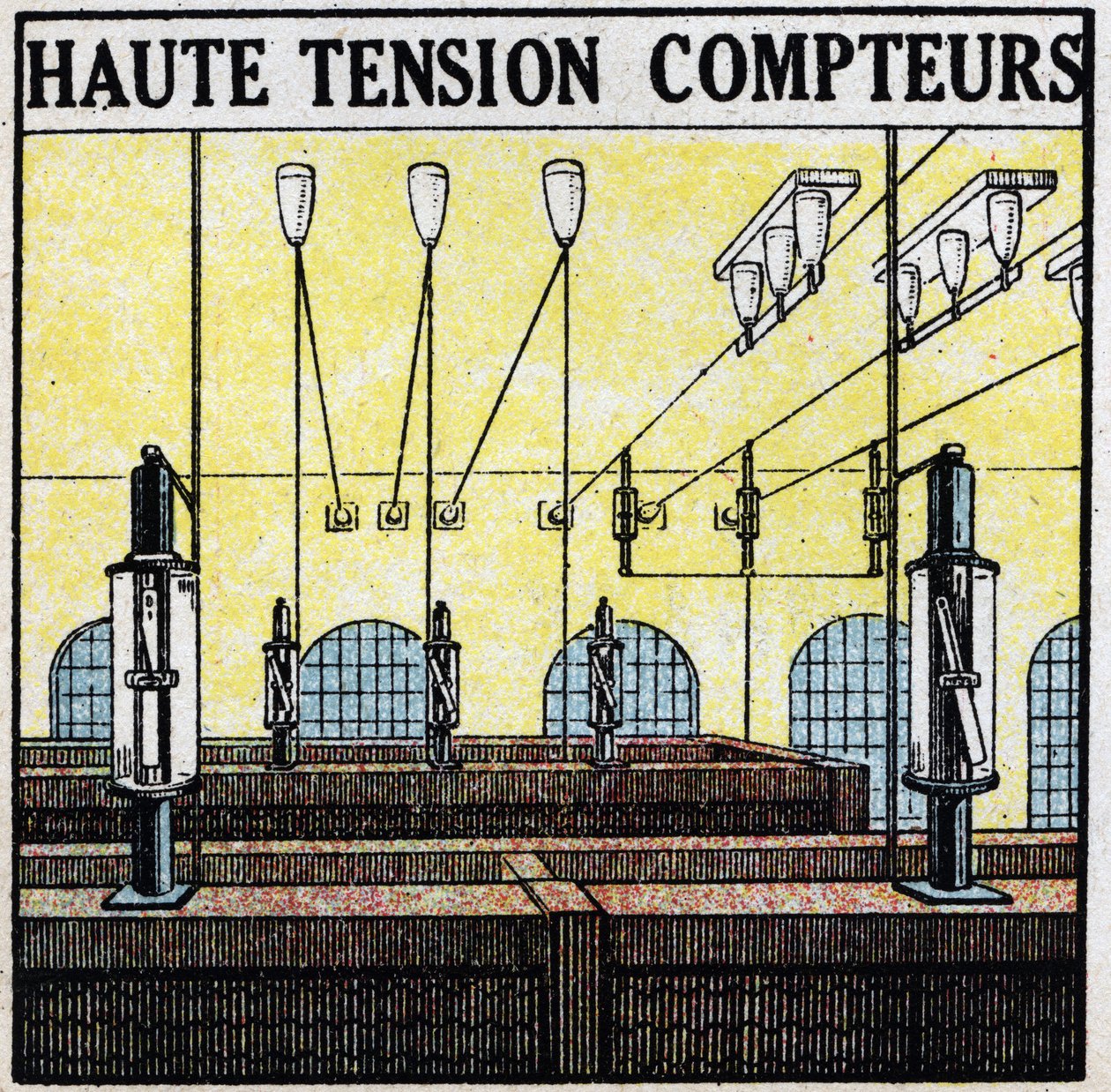 電線：高電圧メーター。1925年の匿名のイラスト。個人蔵。 作： 匿名匿名