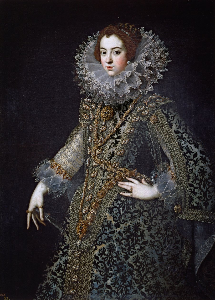 エリザベート・ド・フランス（エリザベート・ド・ブルボン） - エリザベート・ド・フランス（1602-1644）の肖像（スペイン王妃） par Anonymous, c. 1620 - 油彩・キャンバス 作： 匿名匿名
