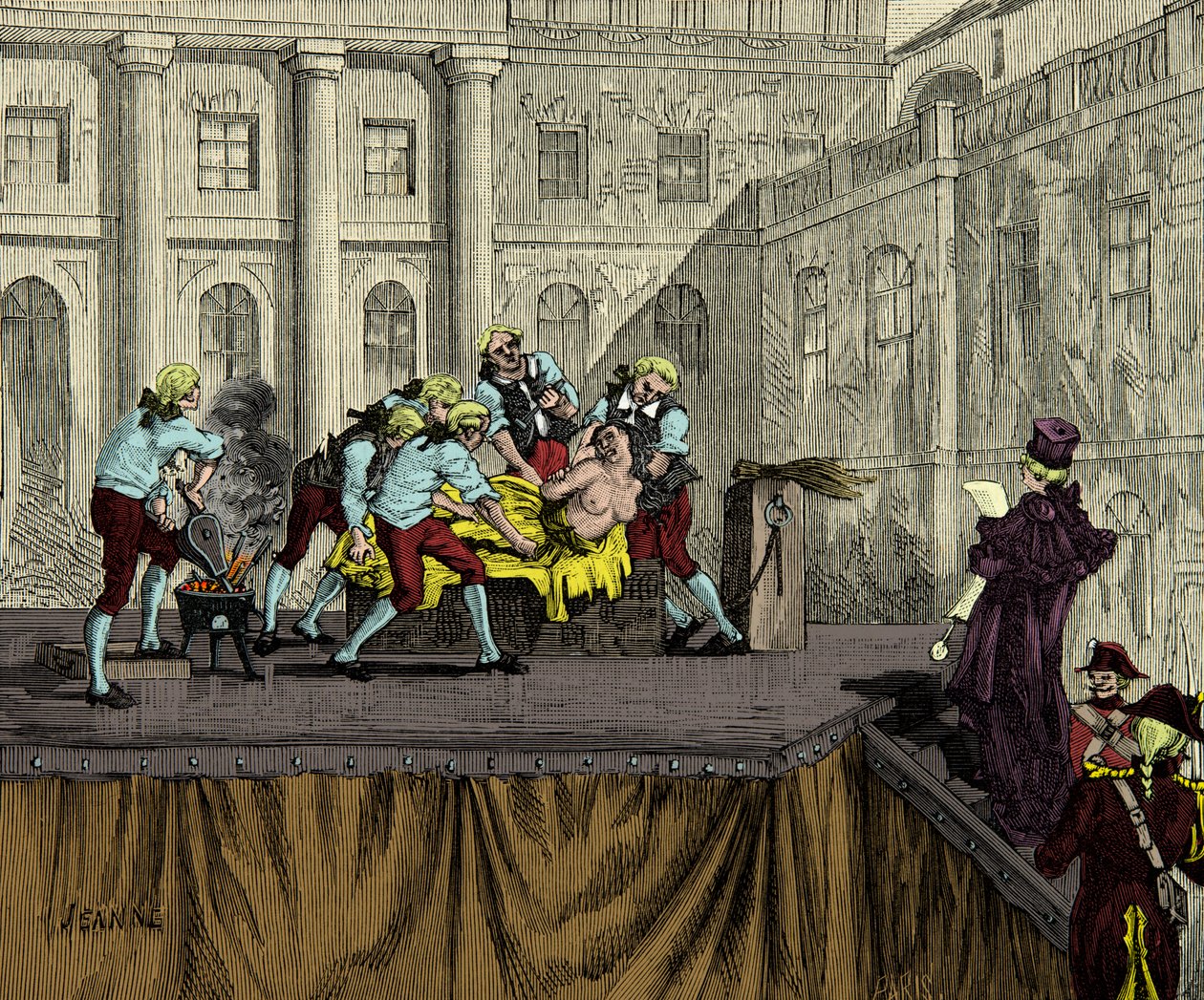 処刑人サムソンは、1786年に王妃の首飾り事件で有罪判決を受けたジャンヌ・ド・ヴァロワ・サン・レミー（ヴァロワ＝サン＝レミー）（1756-1791）をマークします。 作： 匿名匿名
