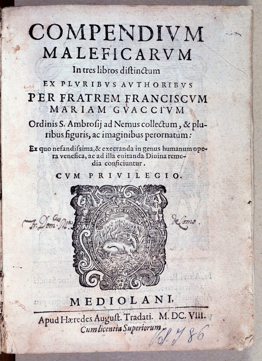 Guazzoによる悪魔学と魔術についてのCompendium maleficarumの正面図（エングレーヴィング 作： 匿名匿名
