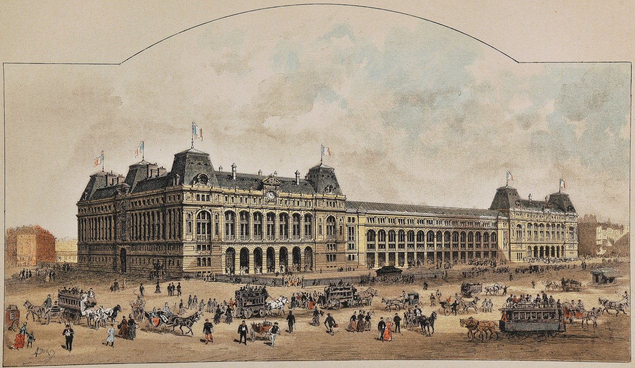 Auguste Victor Deroy (1825-1906)による1887年のGare Saint-Lazare（サンラザール駅）。Paris-Illustrous journal weekly "に掲載された1887年のエングレーヴィング。 作： 匿名匿名