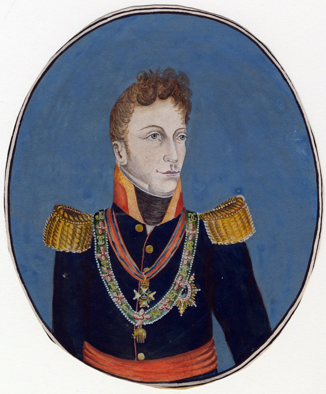 Gebhard Leberecht von Bluecher (Blucher) (1742-1819) prince de Wahlstatt et general prussien - Anonymous - c. 1800 - Watercolour on paper - 17,4x14,2 - Private Collection 作： 匿名匿名