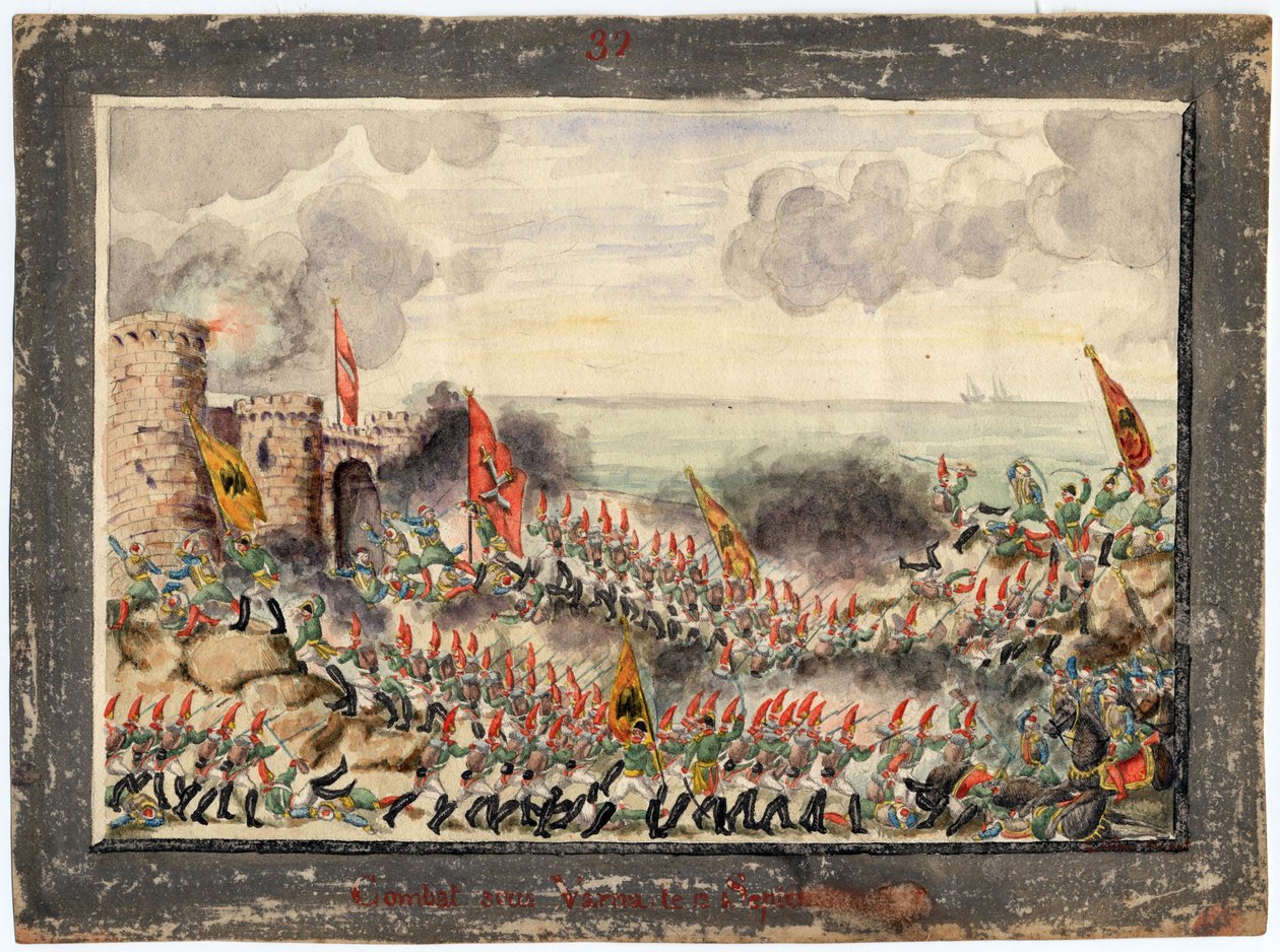 1828年9月のヴァルナ包囲戦 - 匿名 - 1829年 - 紙に水彩画 - 21x29,3 - 個人蔵 作： 匿名匿名