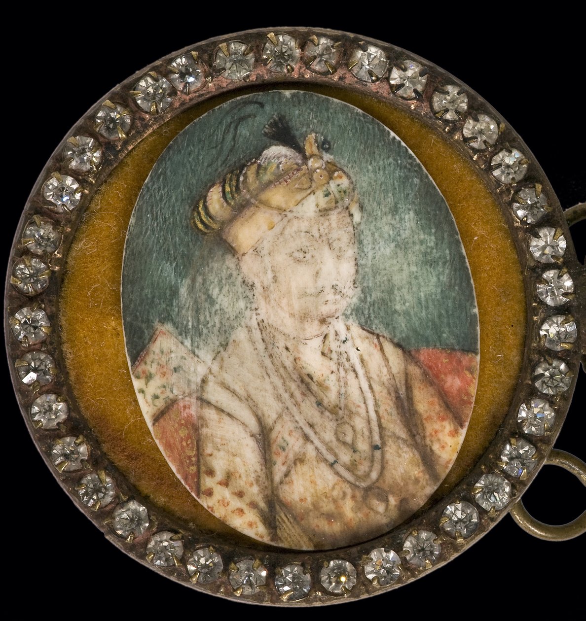 Jalaluddin Muhammad Akbar - Akbar the Great (1542-1605) の肖像、Mughal Emperor - Anonymous - Watercolour、Guache on horn - Museo del Prado、マドリッド 作： 匿名匿名