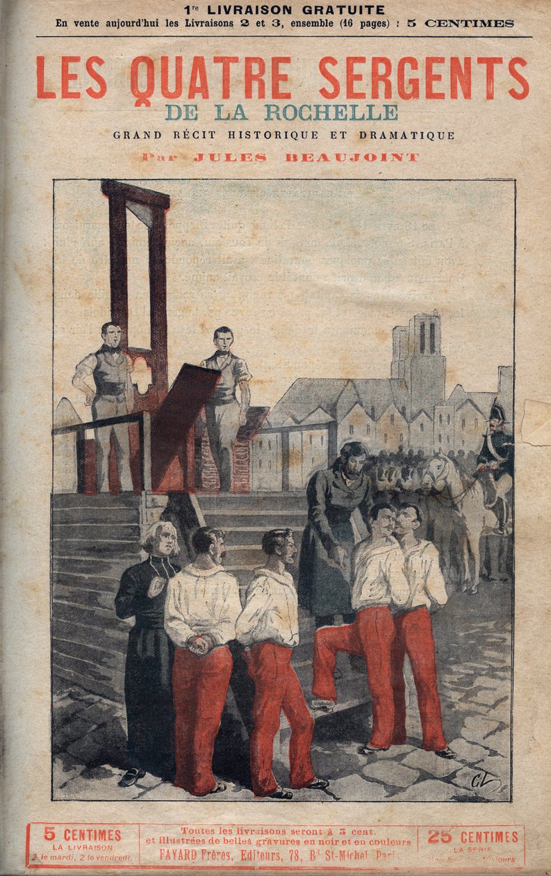 Die vier Sergeanten (Jean Francois Bories, Jean Joseph Pommier, Marius Claude Raoulx und Charles Goubin) von La Rochelle auf dem Weg zum Schafott von Anonymous Anonymous