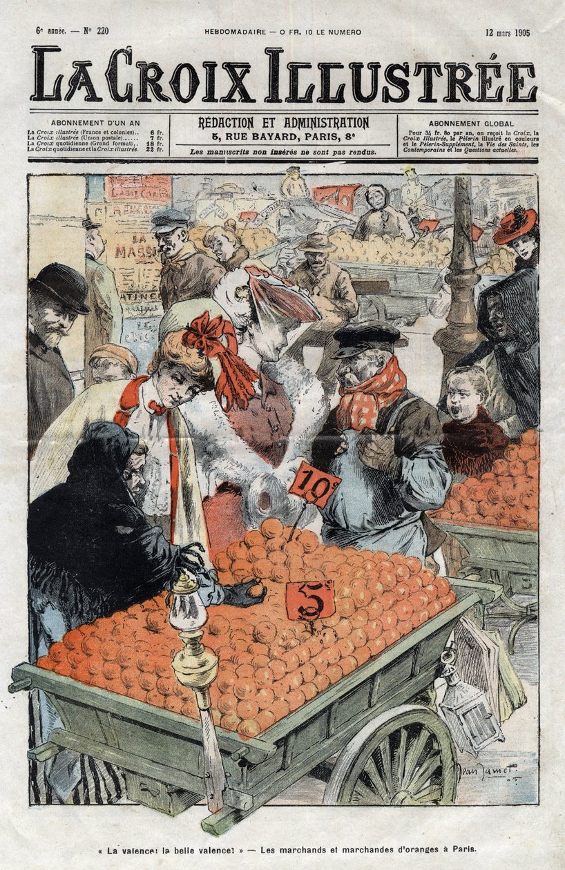 1905年のパリのオレンジのマルシャン（ラ・ヴァランス） - 1905年の「La-Croix-Illustree」の表紙 作： 匿名匿名