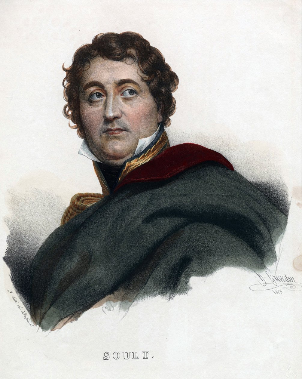 元帥 Nicolas Jean de Dieu (Jean-de-Dieu) Soult - Anonymous - 1835 - Lithograph, watercolour - 32x24 - Private Collection 作： 匿名匿名