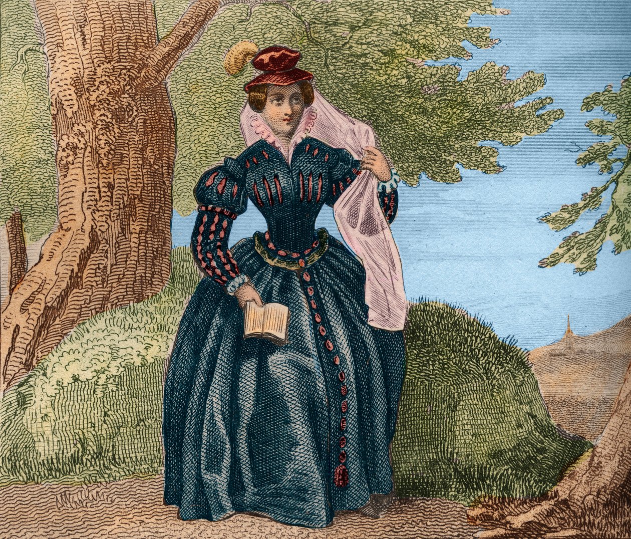 スコットランドのマリー・クイーン マリー・スチュアート女王（1542-1587）またはマリー・アイア女王。1859年の「Le Monde」に掲載された版画。M. E. de Lostalot-Bachoue (Lostalot Bachoue)による「最も遠い時代から現代までの全民族の歴史」。個人蔵。 作： 匿名匿名