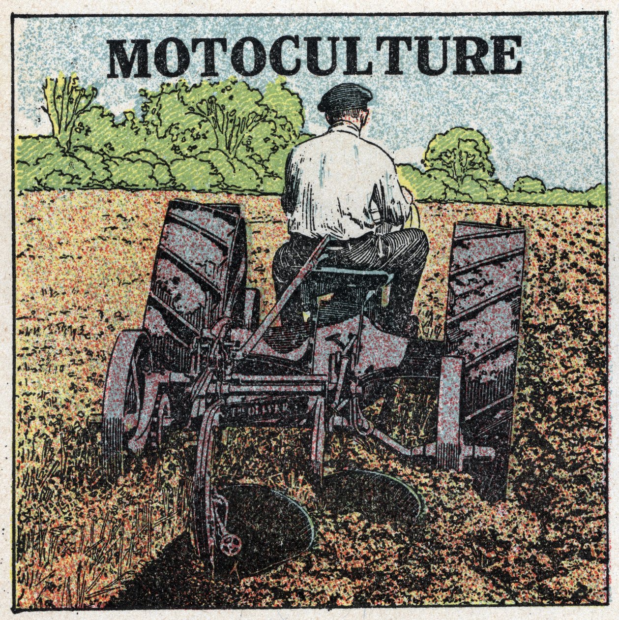 メカニカルトラクション：モーターサイクルカルチャー1925年の匿名のイラスト。個人蔵。 作： 匿名匿名