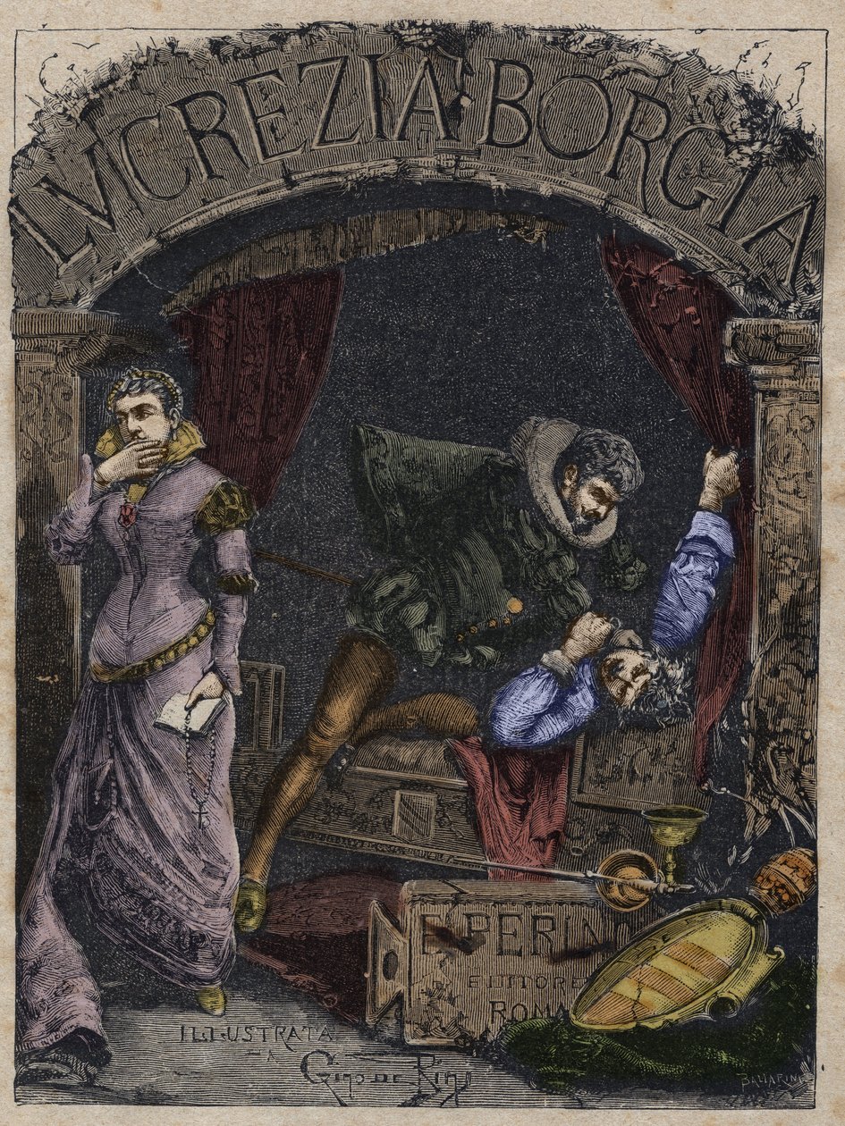 チェーザレ・ボルジアの子分、ミケロット・コレッラ（Michelotto Coreglia or Michele di Corella）（1508年没）、ルクレイス・ボルジアの夫であるアルフォンソ・ダラゴン公爵をベッドで絞殺 - チェーザレ・ボルジアの子分、ミケロット・コレッラが、夫であるアルフォンソ・ダラゴン公爵を絞殺。 作： 匿名匿名