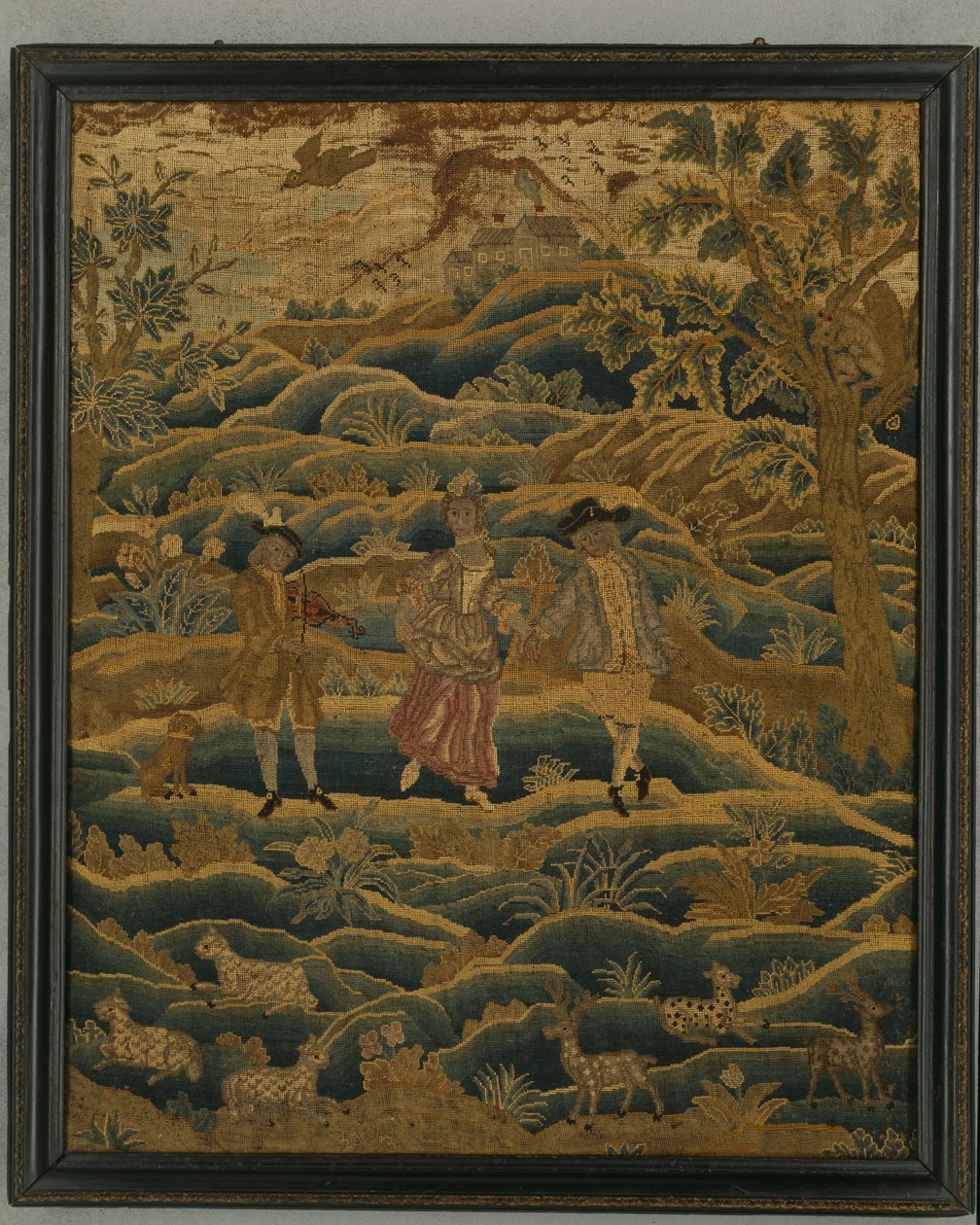 針仕事の絵、1750年頃（ウール、シルク、キャンバス） 作： 匿名匿名