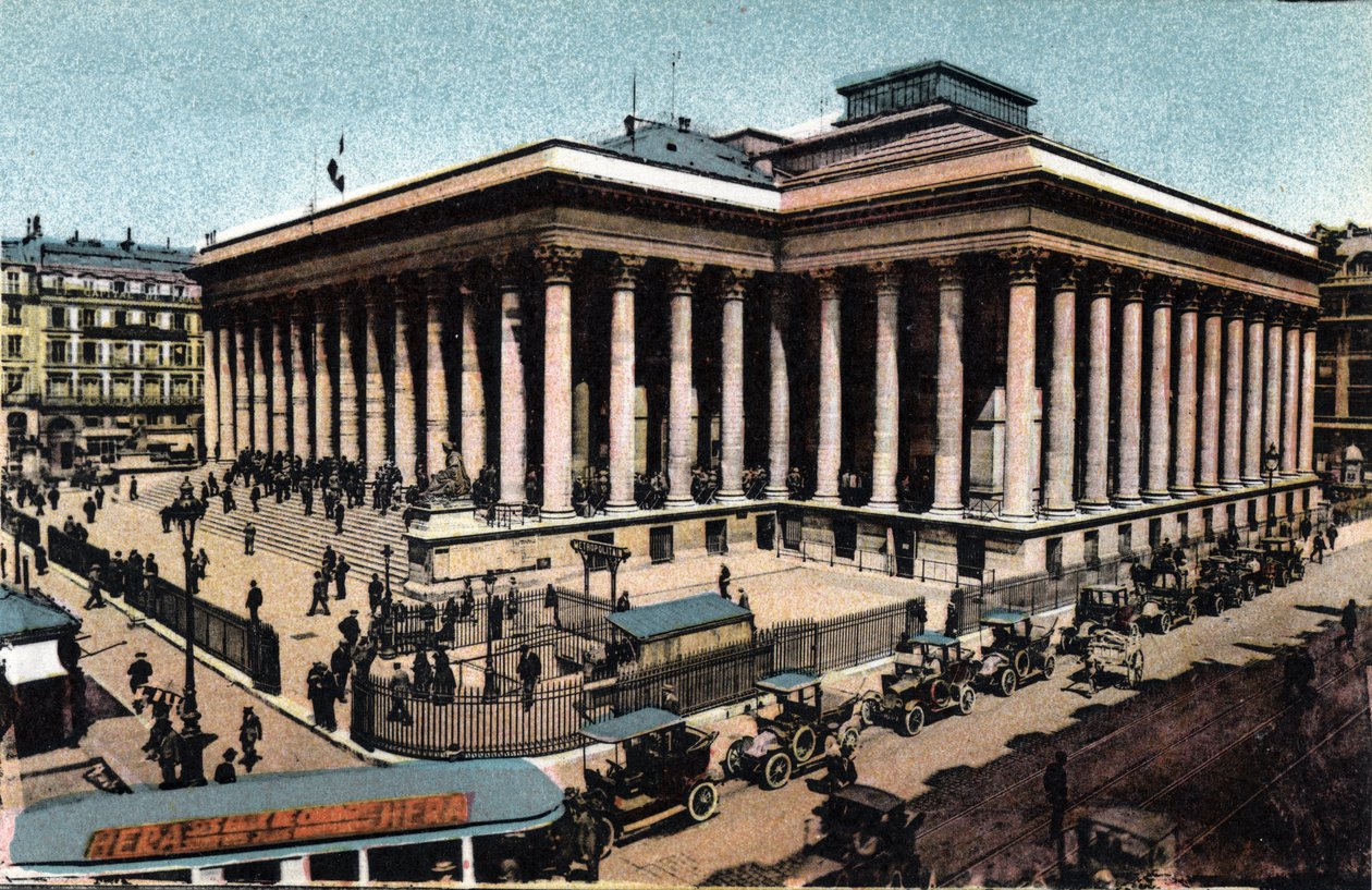 パリ：Alexandre Brongniart (1770-1847)が1808-1826年に建設したPalais Brongniart (Paris Stock Exchange)の外観。パリ市の「芸術アルバム」に掲載されている1920年の写真。個人蔵。 作： 匿名匿名