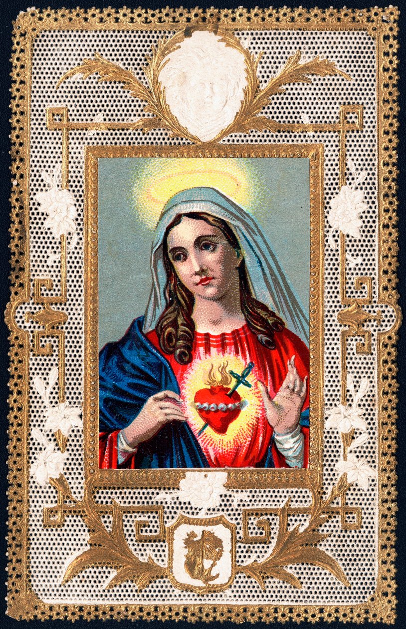 Pious image:"Virgin of Pain" Mater dolorosa.デンテレカード。クロモリトグラフ 20世紀初頭 個人蔵 作： 匿名匿名