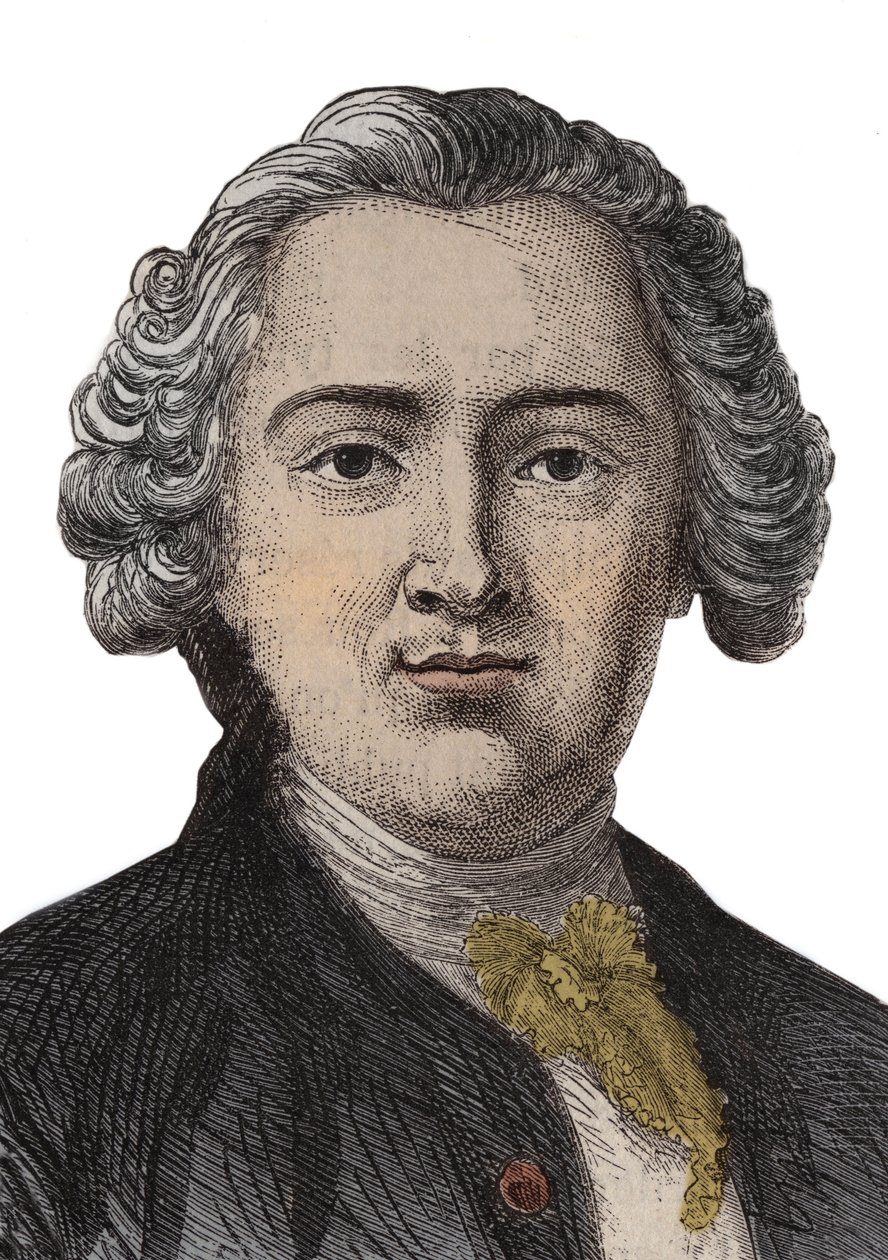 Claude Adrien (Claus- Adrien) Helvetius (1715-1771) イギリスの哲学者の肖像画 - エングレーヴィング 作： 匿名匿名