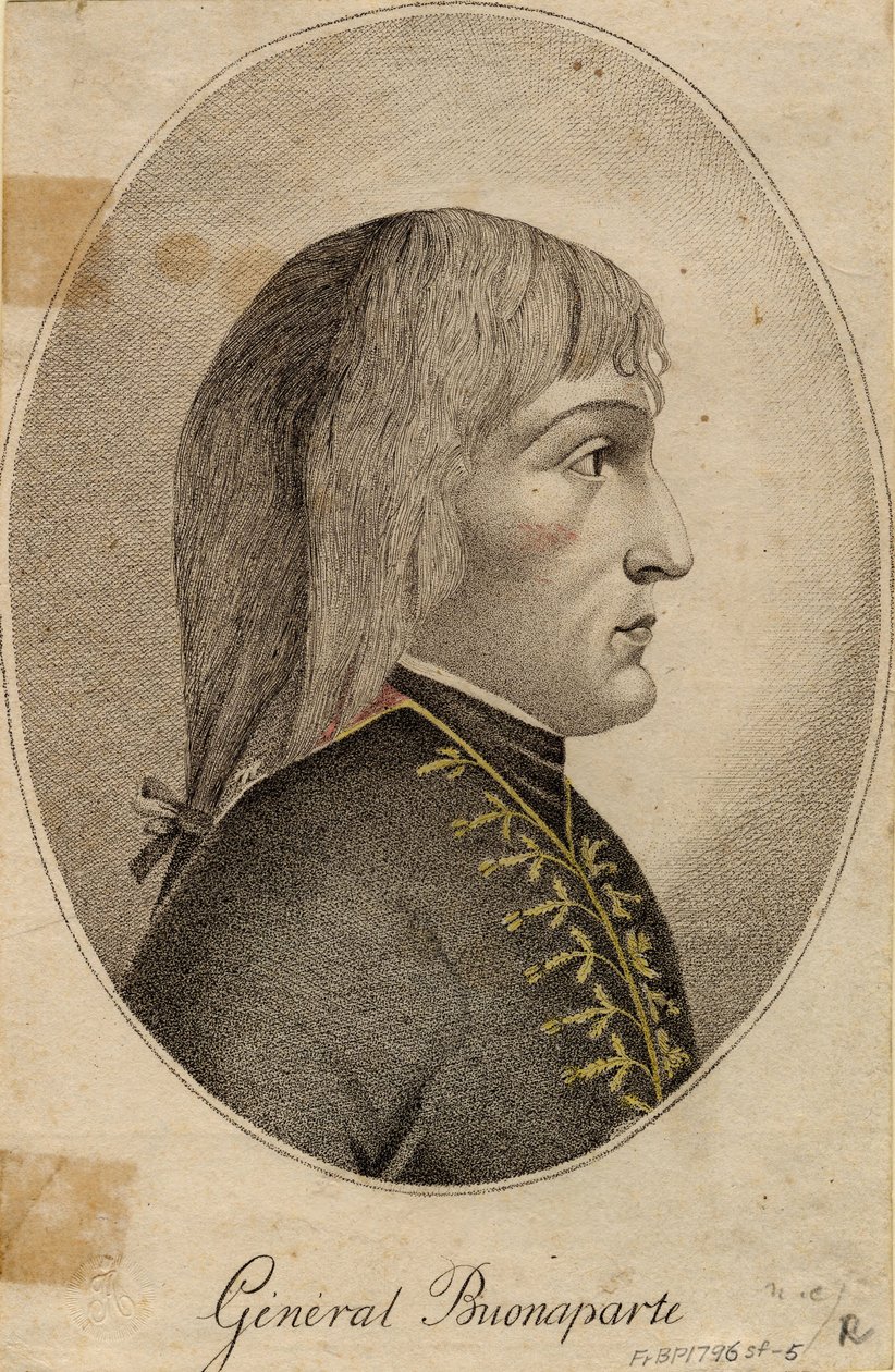 "ナポレオン・ボナパルト将軍（1769-1821）の肖像" 無名の彫刻 1796年 Dim 19,2x12,5 cm プライベート・コレクション 作： 匿名匿名