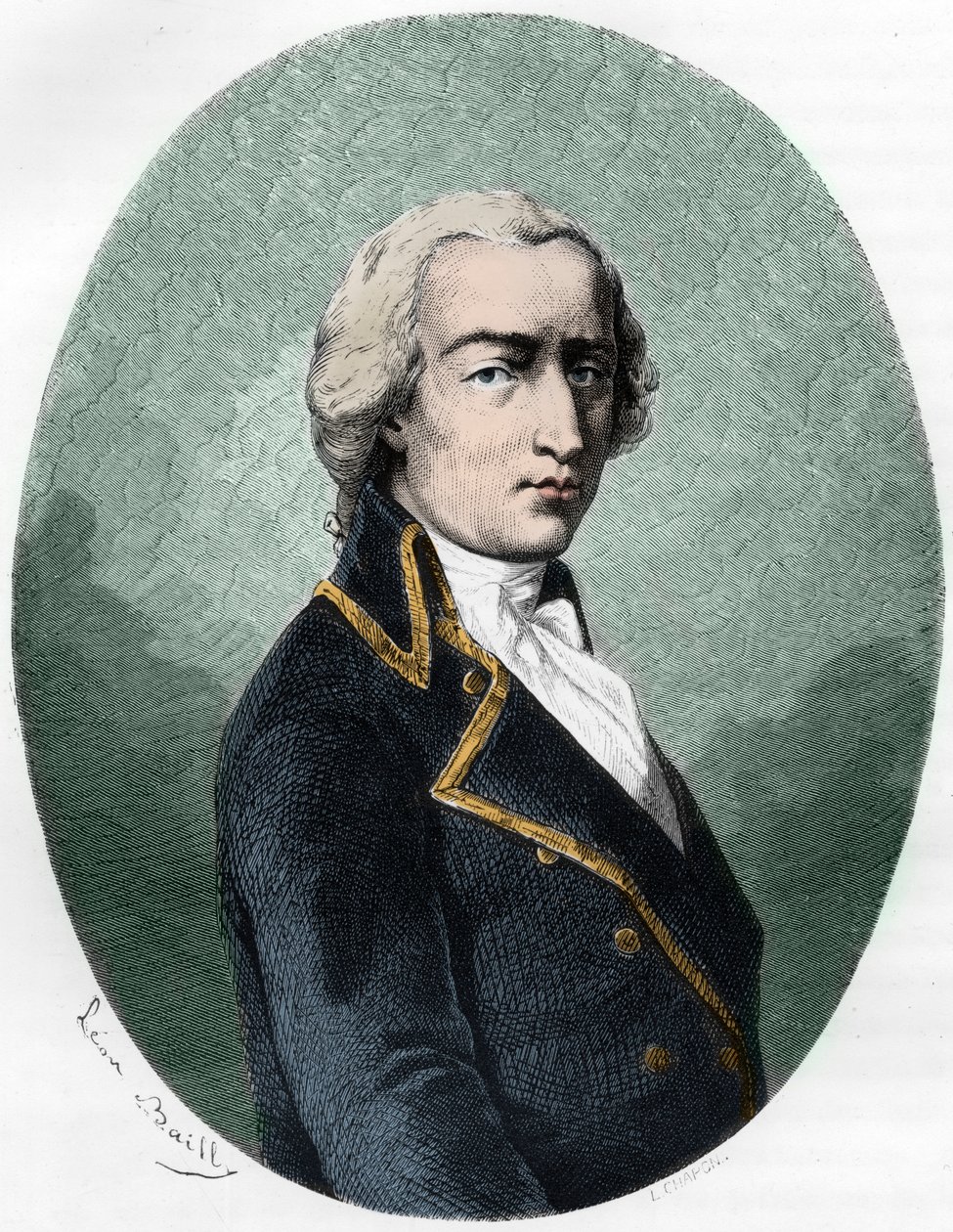ARMAND LOUIS by GONTAUT BIRON, DUC DE LAUZUN, French soldier - ARMAND-LOUIS DE GONTAUT BIRON DUC DE LAUZUN (Biron-Lauzun) (1758-1793)の肖像 - Dupray de La Maheriの "Le Livre Rouge - Histoire De L