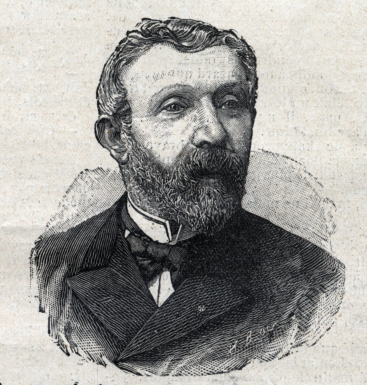 フランスの文学史家、ジャーナリスト、政治家であるアルフレッド・メジエール（1826-1915）の肖像。"Le Petit Parisien "に掲載された版画 作： 匿名匿名