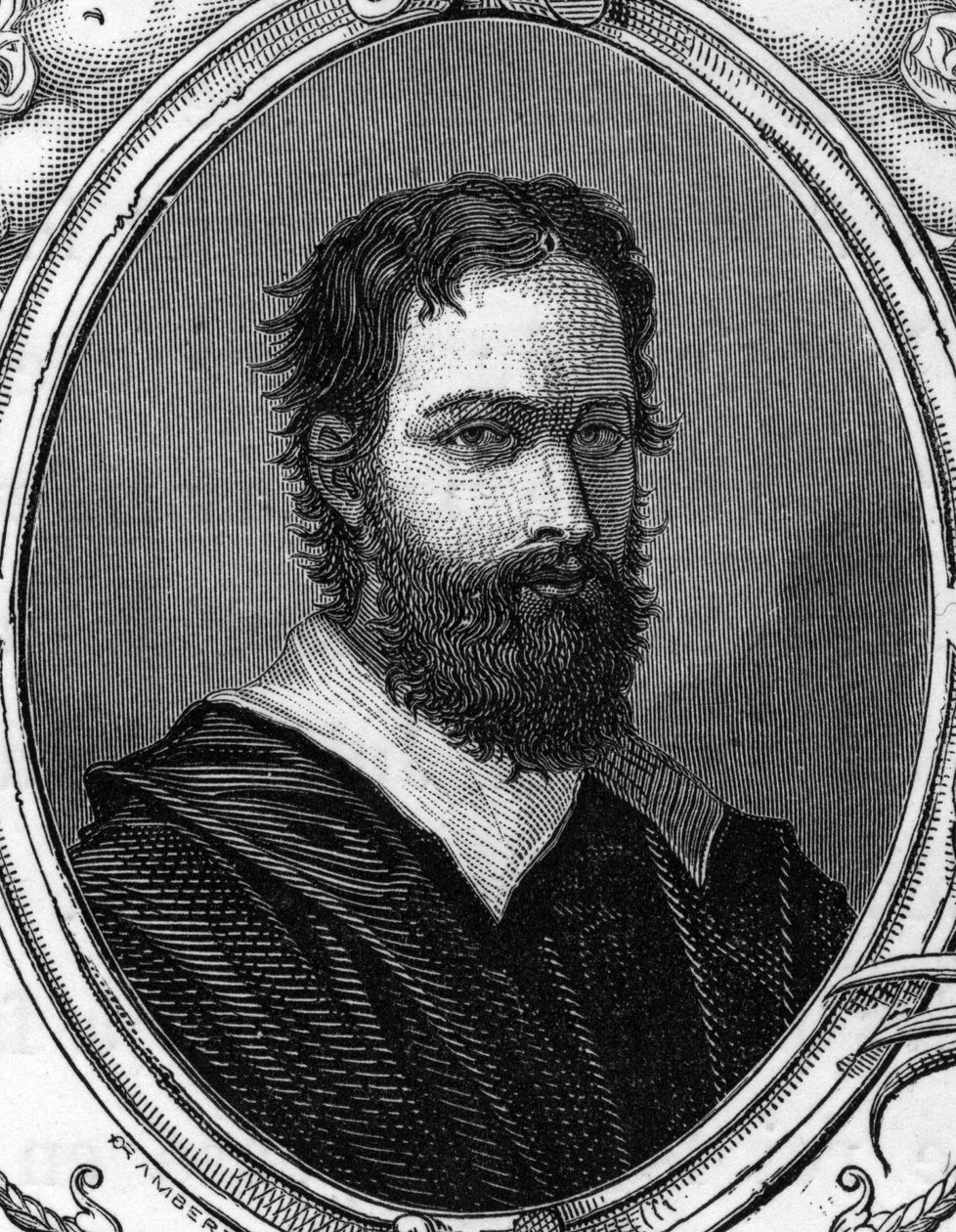 イタリアの画家、バルトロメオ・ラメンギ・バグナカヴァッロ（1484年頃～1542年）の肖像。1859年、アルメンゴーによる「ヨーロッパの画廊-イタリア」に掲載された版画。個人蔵。 作： 匿名匿名