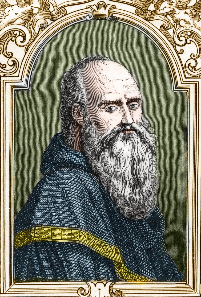 ベルナルディーノ・ルイーニ（1481-1532）と呼ばれるイタリア人画家ベルナルディーノ・デ・スカピスの肖像。1859年、アルマンゴーによる「ヨーロッパの画廊-イタリア」に掲載された版画。個人蔵。 作： 匿名匿名