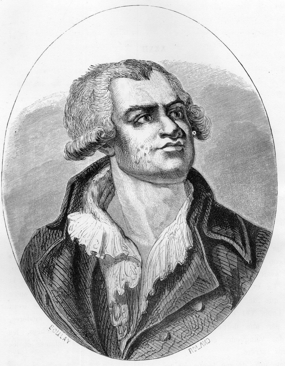Georges Danton (1759 - 1794) 弁士・政治家の肖像 - Dupray de La Maherie著『赤い本-フランスにおけるエシャフォーの歴史』の1863年のエングレーヴィング。個人蔵。 作： 匿名匿名