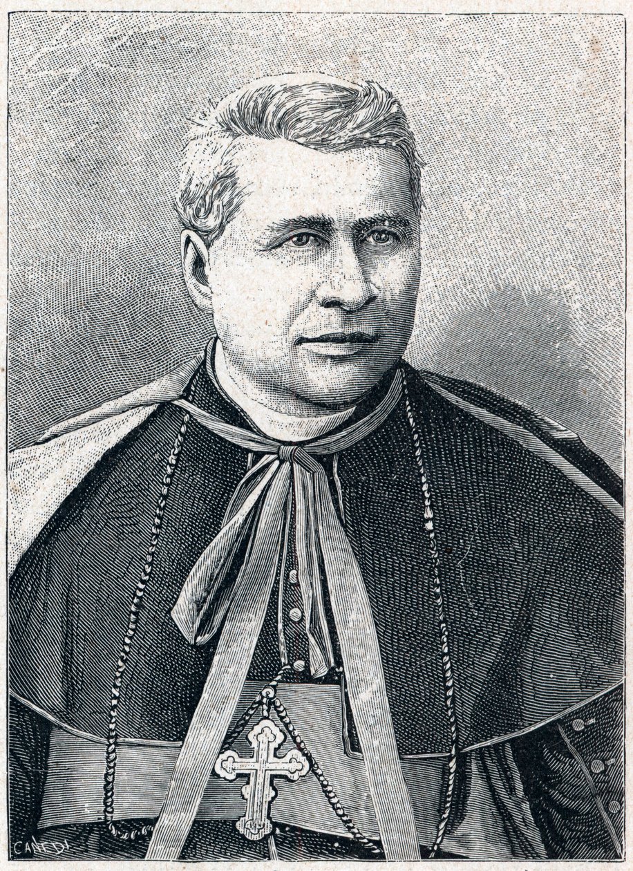 イタリアの枢機卿、ジョヴァンニ・シメオーニ（1816-1892）の肖像。Louis-Eugene (Louis Eugene) Louvetによる「Les Missions Catholiques au XIXeme Siecle」に掲載された版画。 作： 匿名匿名