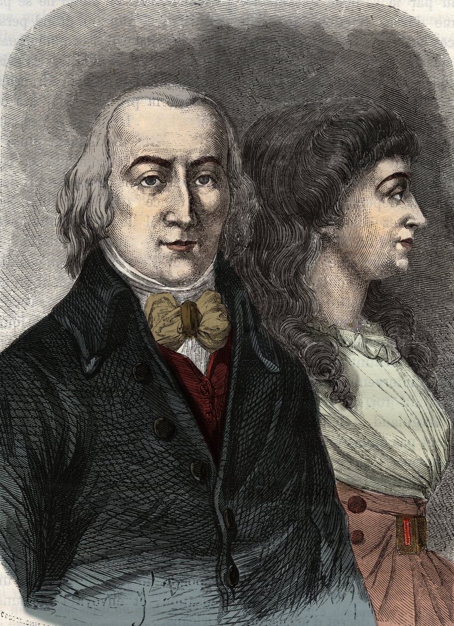 ラ・プラティエール子爵ジャン・マリー・ローラン（1734-1793）とマノン・ローラン（ジャンヌ・マリー）、またはマノン・フリポン（マダム・ローラン）（Mme Roland）のポートレート 作： 匿名匿名