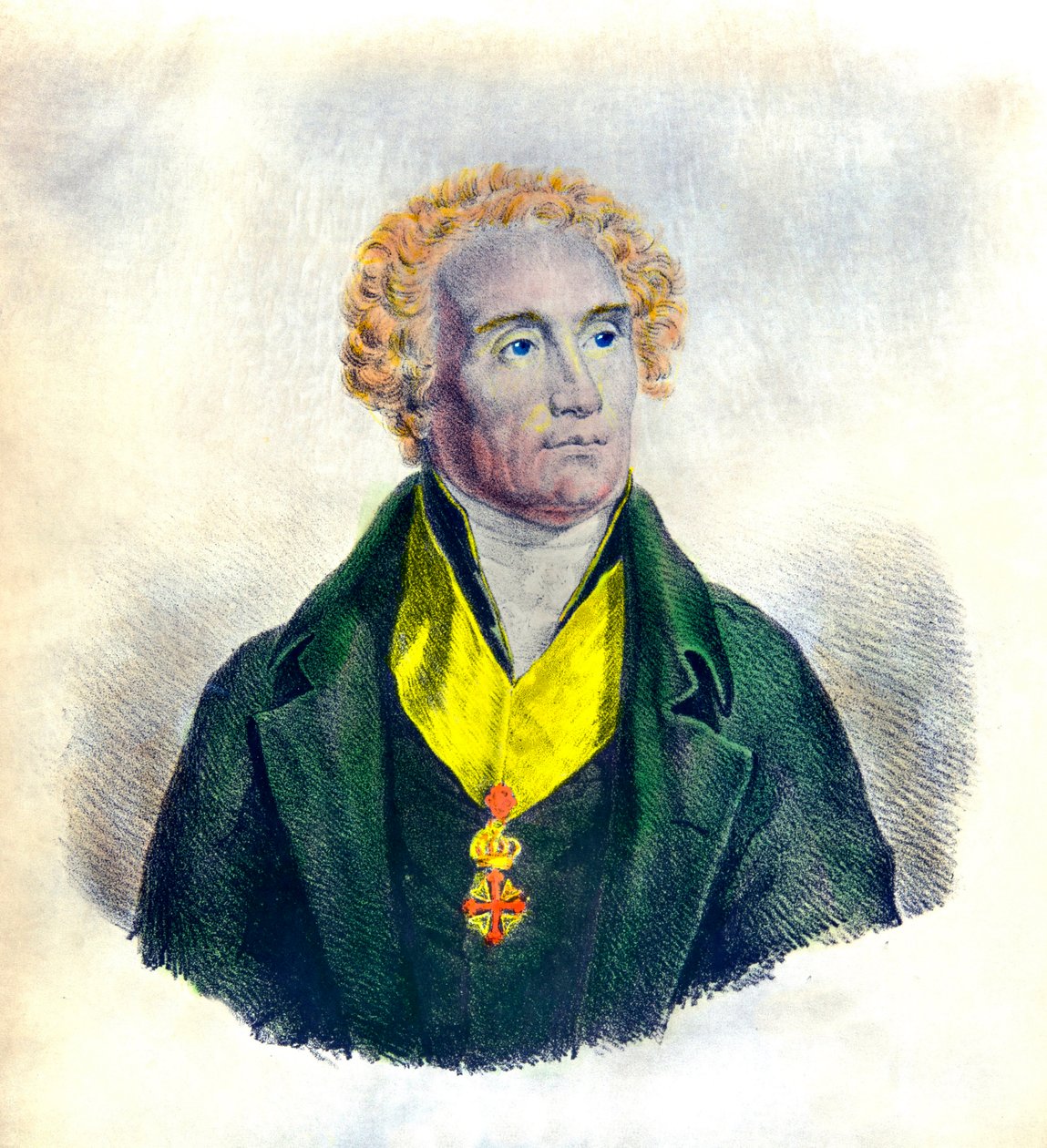 Joseph De Maistre (1753-1821) 政治家、哲学者、行政官、歴史家の肖像（聖モーリスとラザロの騎士団の記章をつけて） Privee Collection 作： 匿名匿名