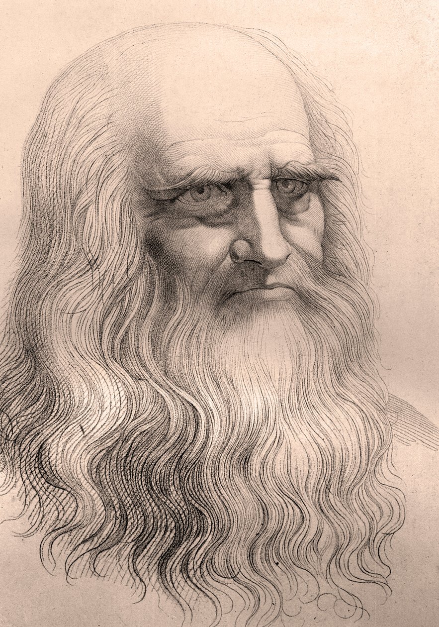 レオナルド・ダ・ヴィンチ（Leonard de Vinci）（1452 - 1519）の自画像より。 作： 匿名匿名