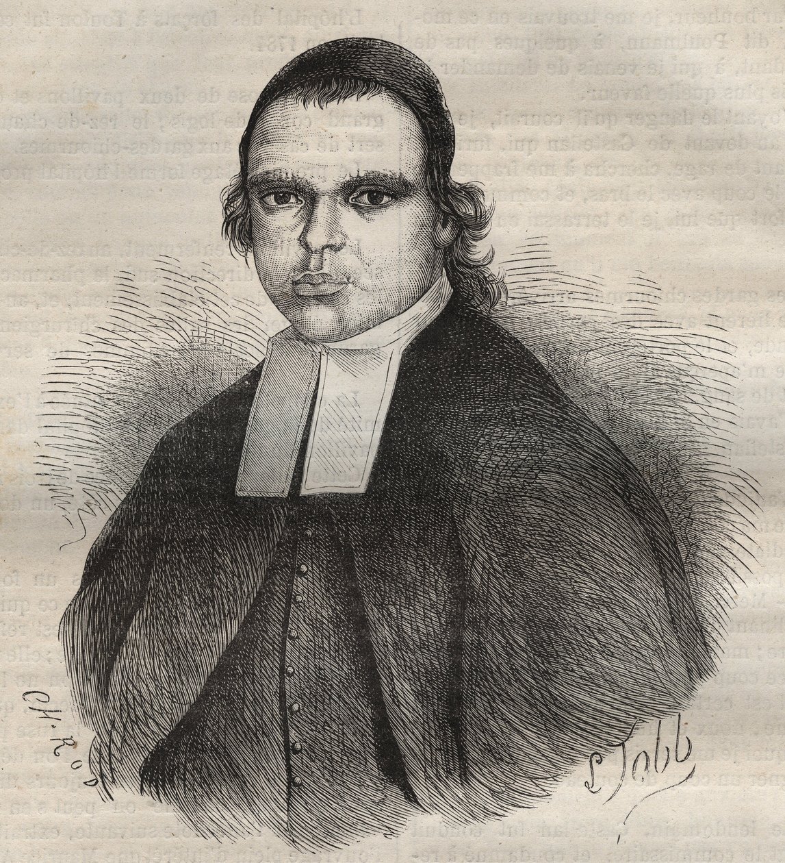 強姦と殺人の容疑をかけられた宗教フレール・レオタードのルイ・ボナファスの肖像。1850年1月27日、トゥーロンのバグネで死去。ピエール・ザッコーネ（1817-1895）による「Histoire des bagnes depuis leur création à nos jours」（1877年）に掲載された版画（コロニア・ペナーレ-ペ 作： 匿名匿名