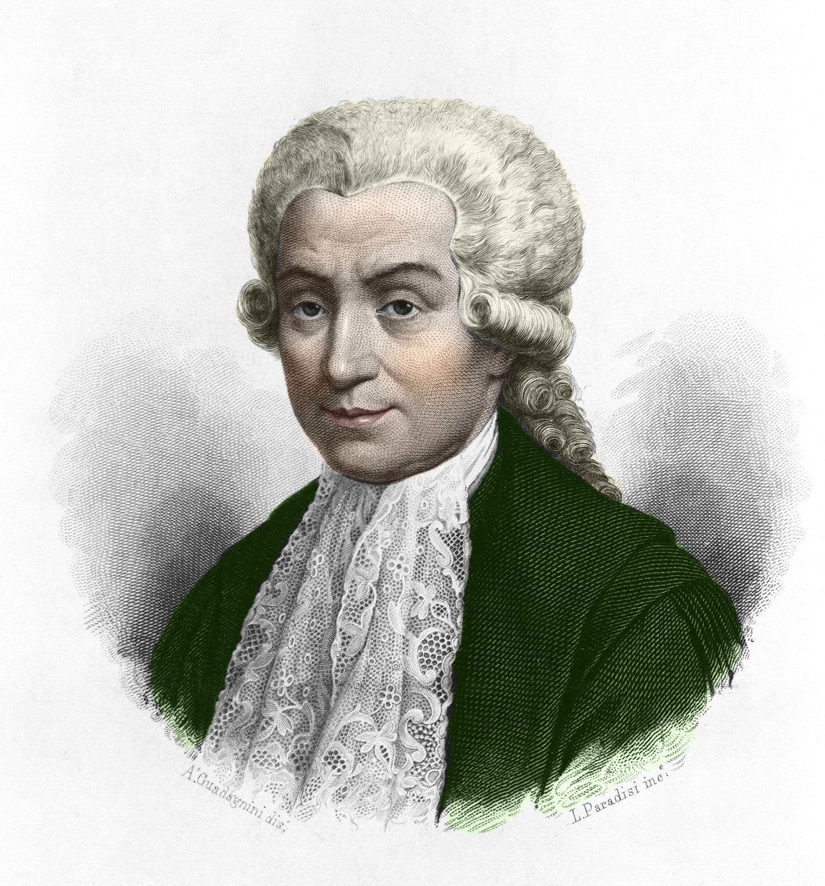 イタリアの物理学者・医師であるルイジ・ガルヴァーニ（1737-1798）の肖像。 作： 匿名匿名