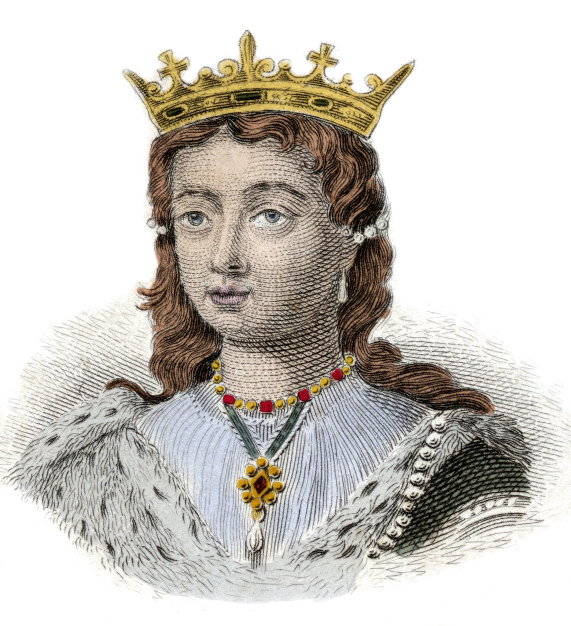 イングランド女王マルガリータ・オブ・アンジュー（1429-1482）の肖像 19世紀のエングレーヴィング。ミラネーゼ 作： 匿名匿名