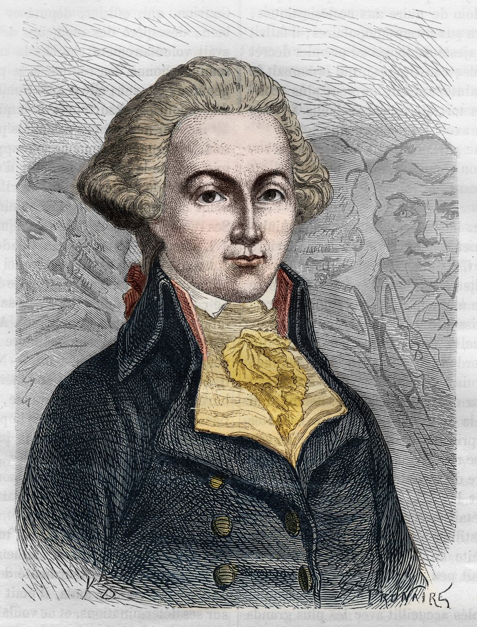 フランスの政治家、マルグリット・エリー・グアデ（1758-1794）の肖像。Adolphe Thiers著『Histoire de la Revolution francaise』に掲載された1866年のエングレーヴィング。個人蔵。 作： 匿名匿名