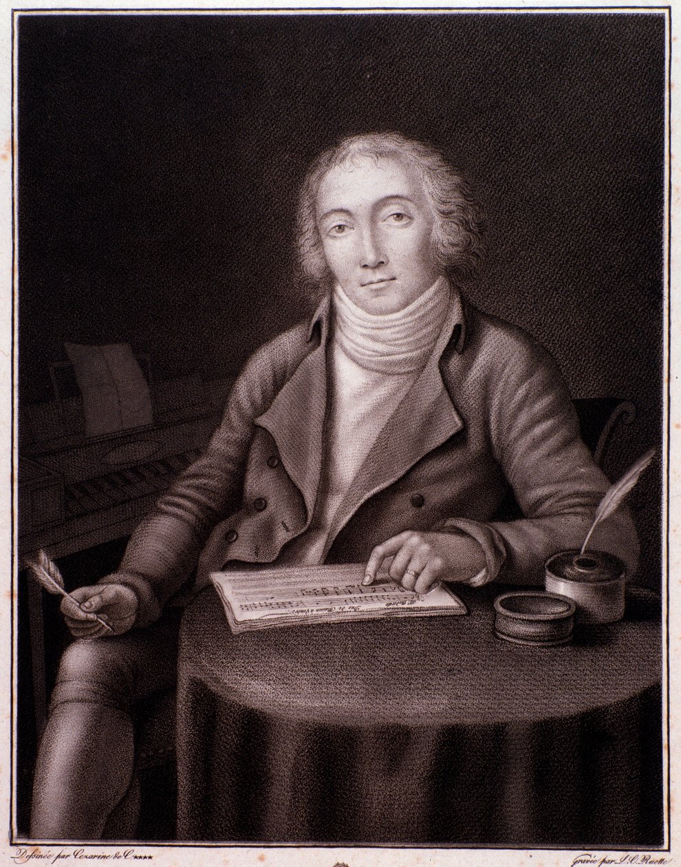 ニコラ・マリー・ダレイラック（1753-1809）の肖像 英国の作曲家 エングレーヴィング。19世紀個人蔵 作： 匿名匿名