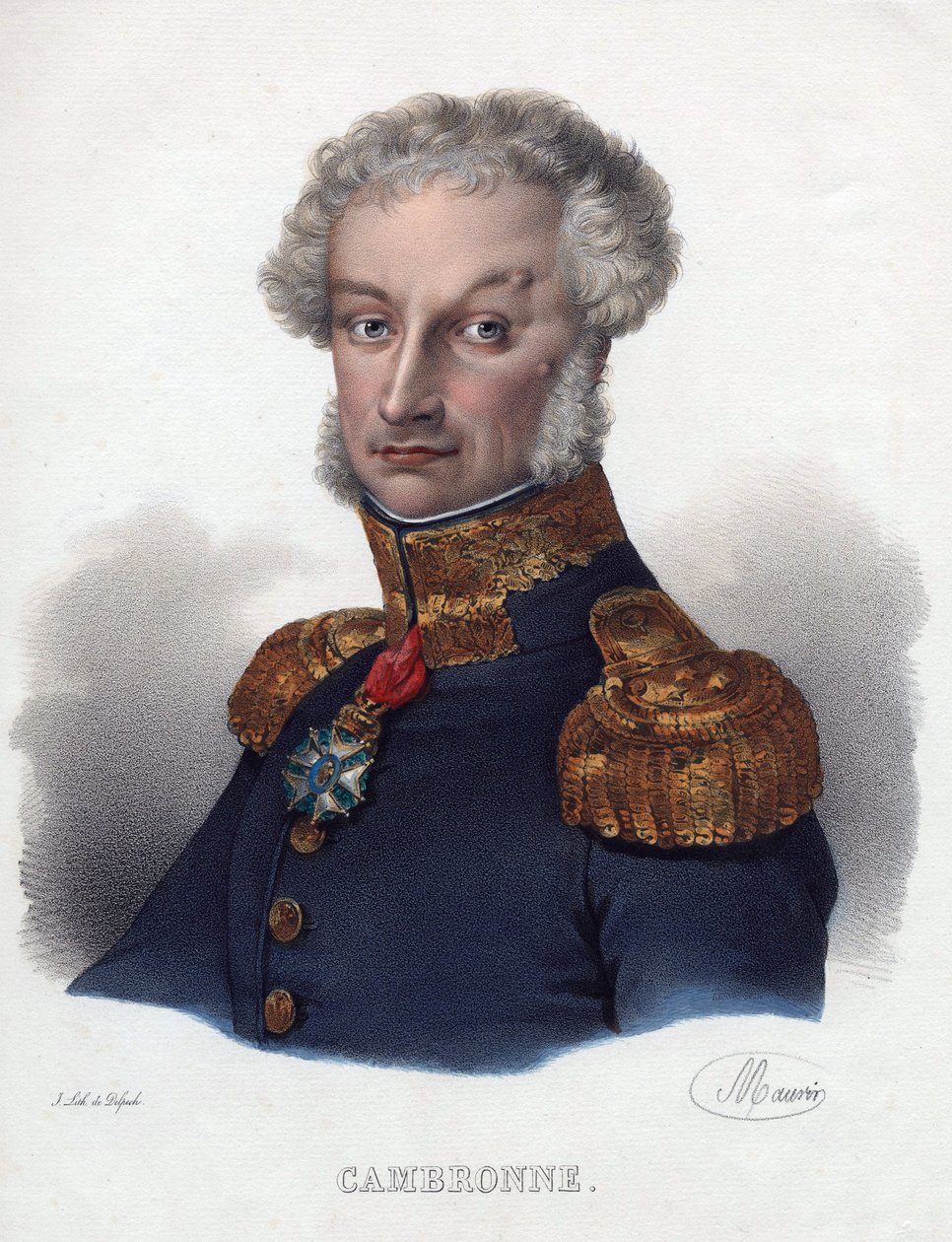 Pierre Cambronne (1770-1842) の肖像 - 匿名 - 1835 - リトグラフ、水彩画 - 32x24 - 個人蔵 作： 匿名匿名