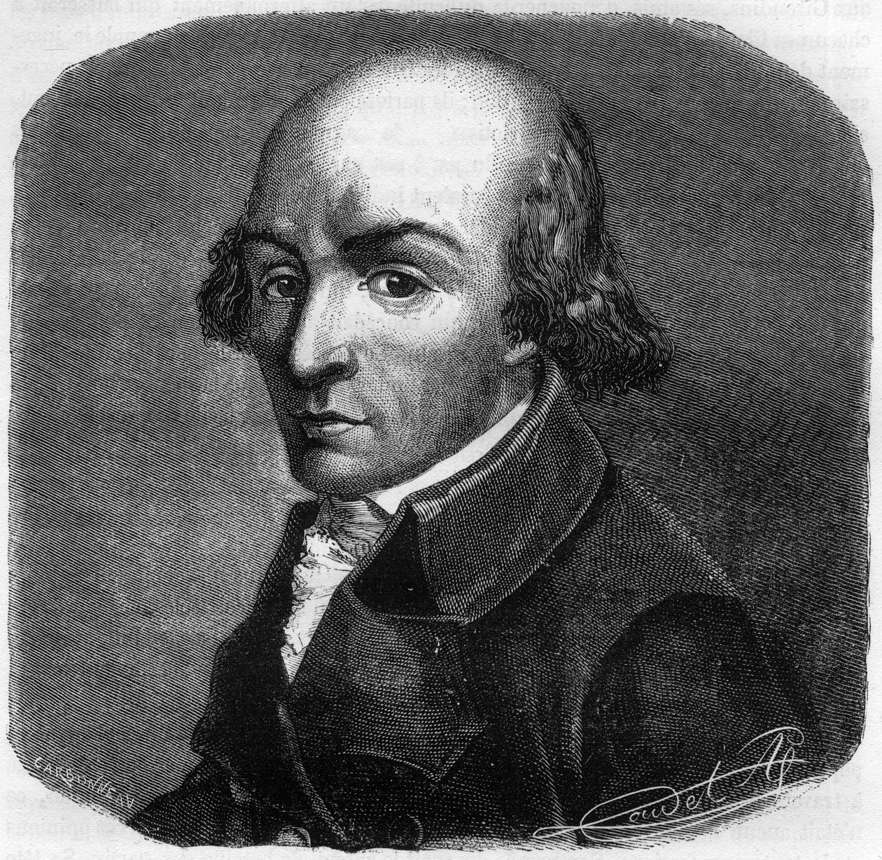 フランスの政治家Pierre Florent (Pierre-Florent) Louvet, dit Louvet de la Somme (1757-1818) の肖像 - Alphonse de Lamartine (1790-1869) による「ジロンダンの歴史」のエングレーヴィング 1865-1866 - 個人蔵 作： 匿名匿名