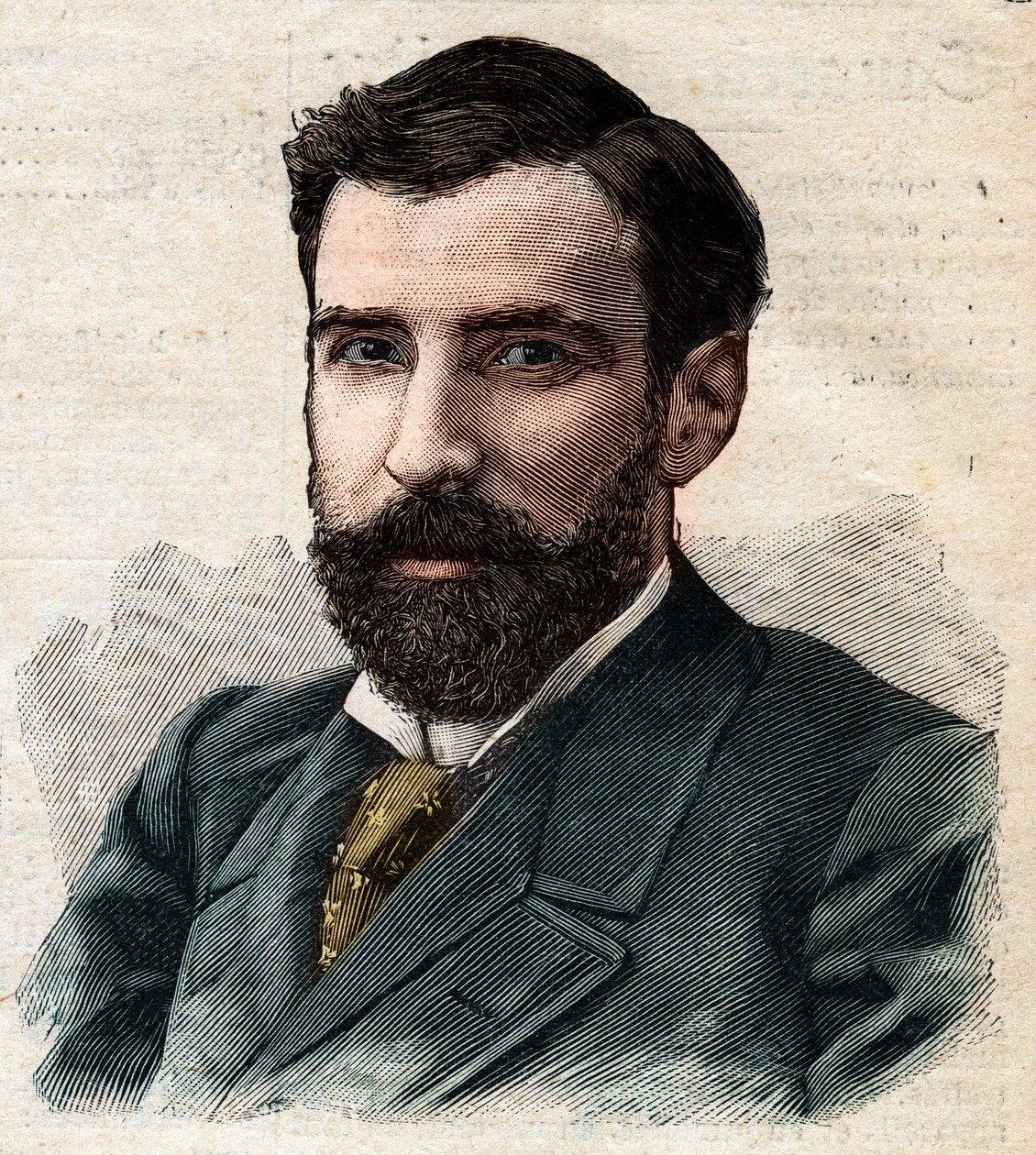 Pietro Paolo Savorgnan di Brazza または Pierre Paul Francois Camille Savorgnan de Brazza in French (1852-1905) フランス領コンゴの総督の肖像。"Le Petro Parisien "に掲載されたエングレーヴィング 作： 匿名匿名